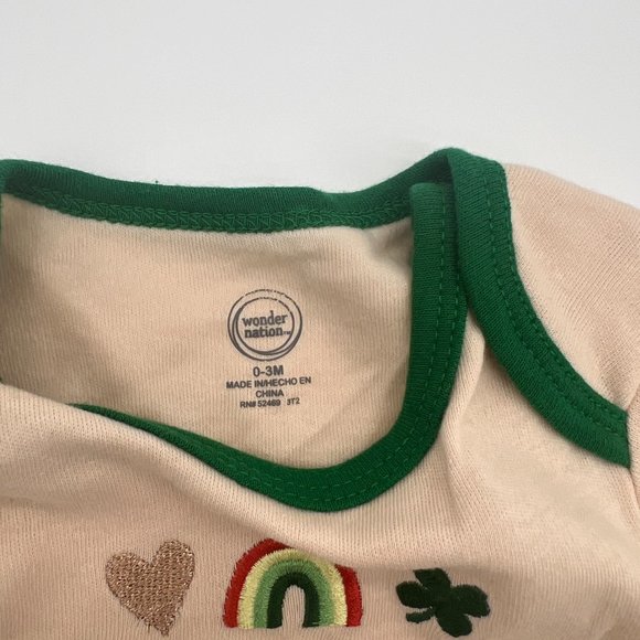 NWOT 🥀 0-3Mo. "Lucky Charm" Wonder Nation St. Patrick's Day 2 Piece Onesie Set - Picture 2 of 10